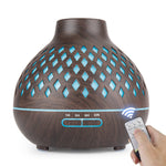 400ML Wood Cut Out Essential Oil Diffuser - 7 Color LED Lights- Remote Control