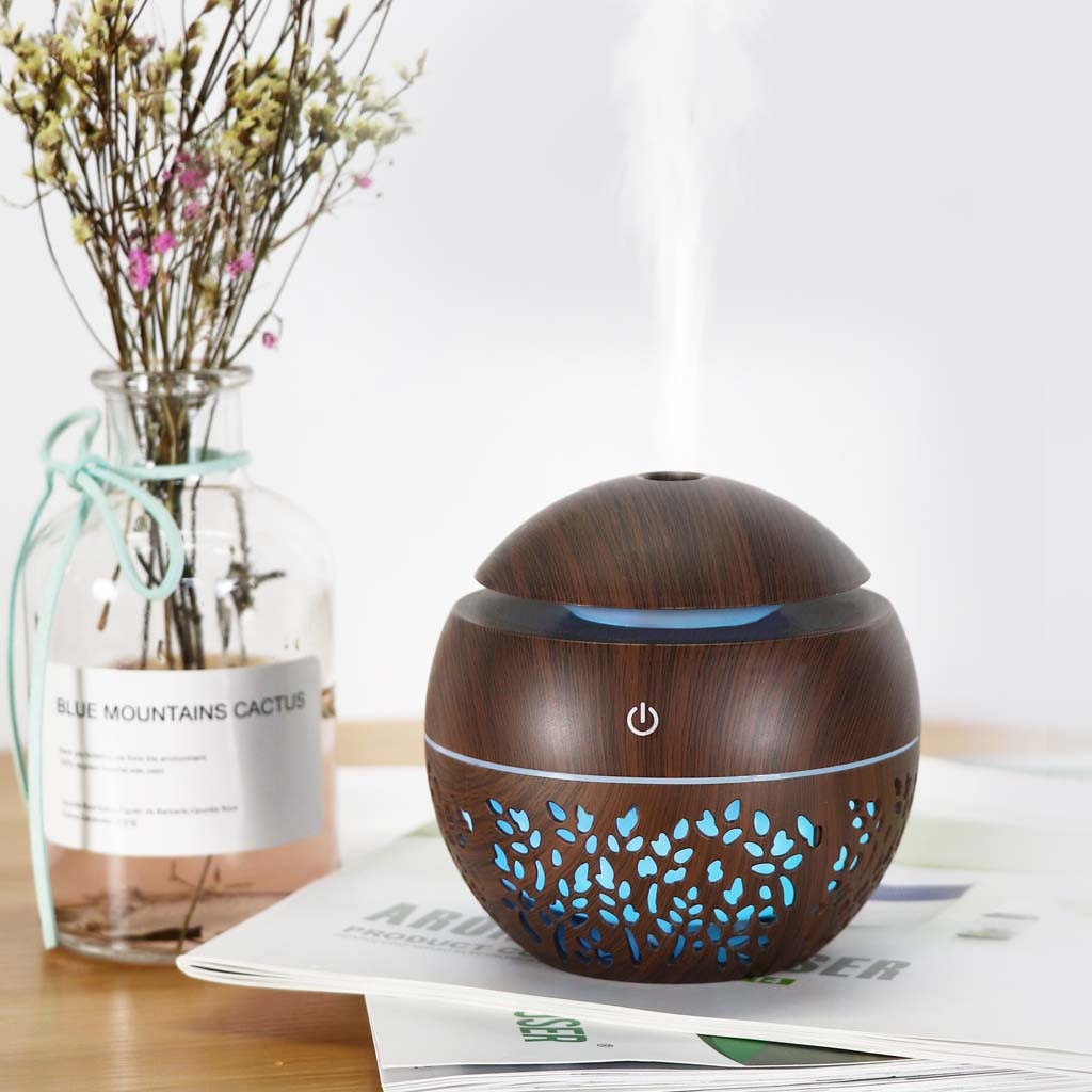 130ML USB Wood Grain Aromatherapy Diffuser With 7 Colors