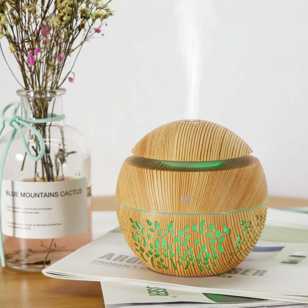 130ML USB Wood Grain Aromatherapy Diffuser With 7 Colors