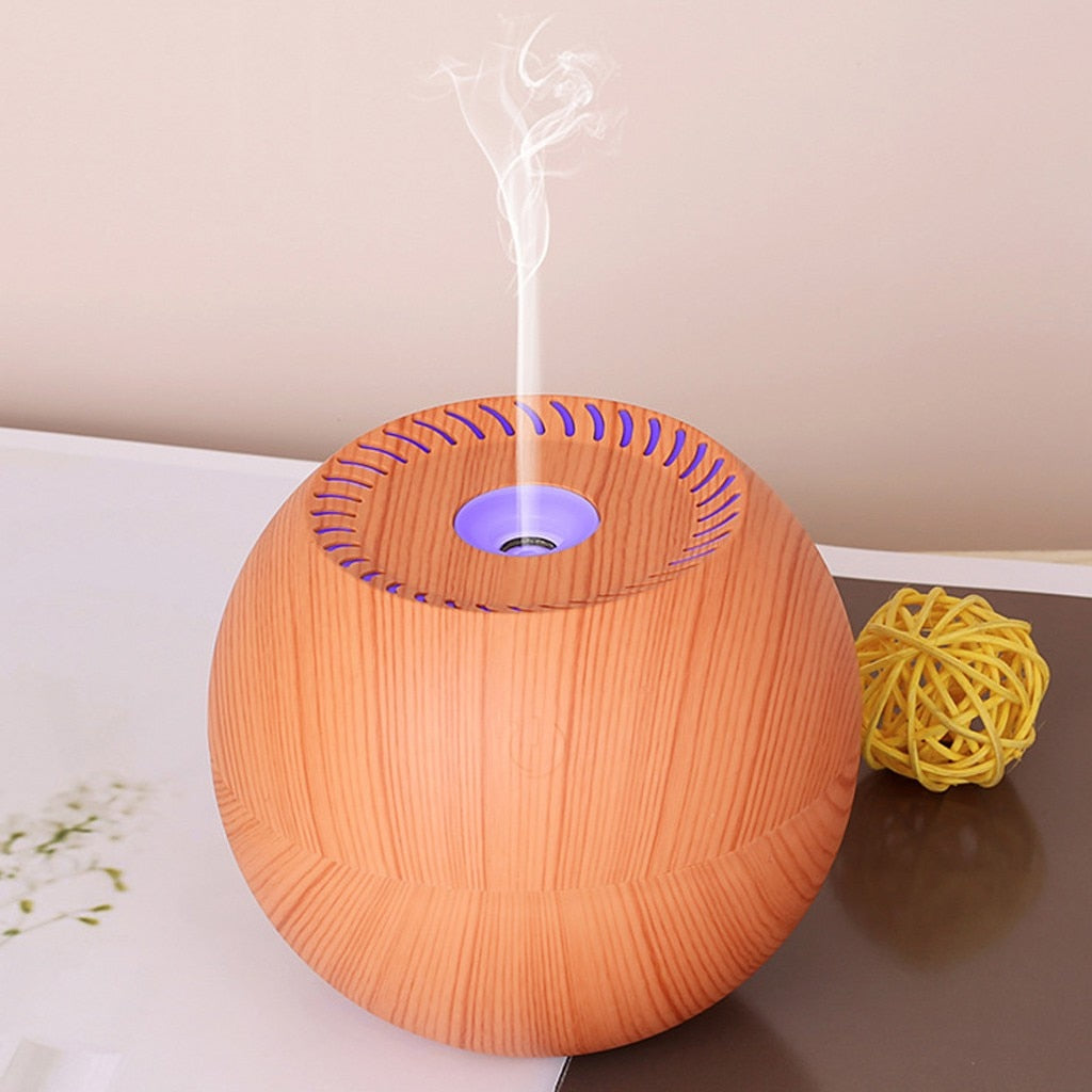 130ml Round Wood Grain  USB  Essential Oil Diffuser