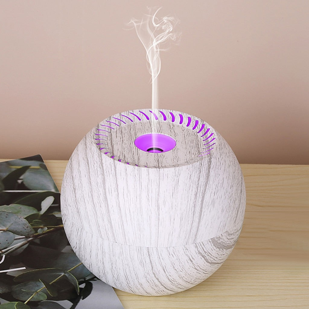 130ml Round Wood Grain  USB  Essential Oil Diffuser