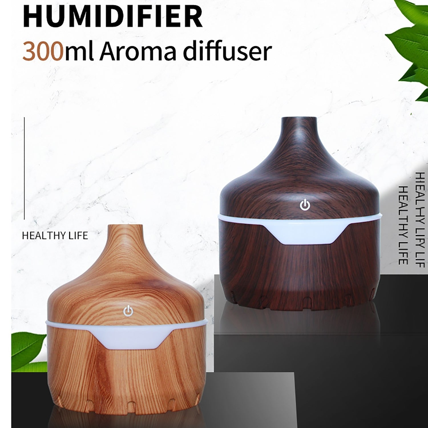 300ML Home Office USB Wood Grain Aromatherapy Essential Oil Diffuser Ultrasonic