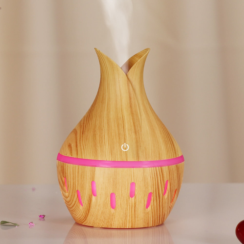 300ml Cute Wood Petal Ultrasonic Essential Oil Aromatherapy Diffuser