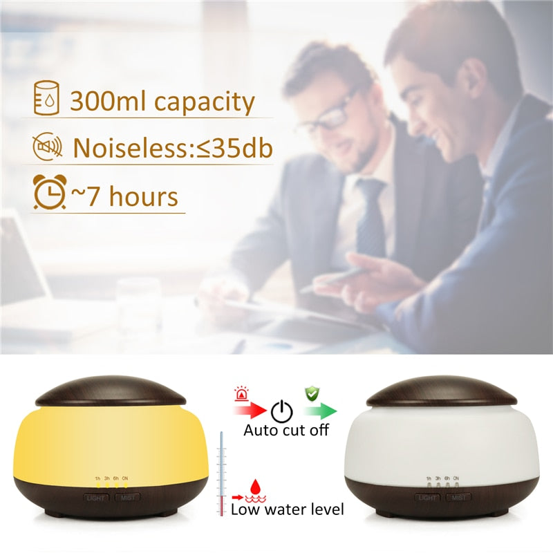 300ML LED Wood Grain Diffuser With Remote Control -U