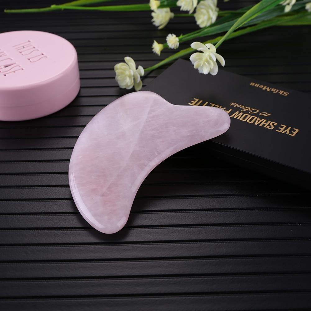 Natural Rose Quartz Guasha Scraper Tool -Face and Body Massage Tool