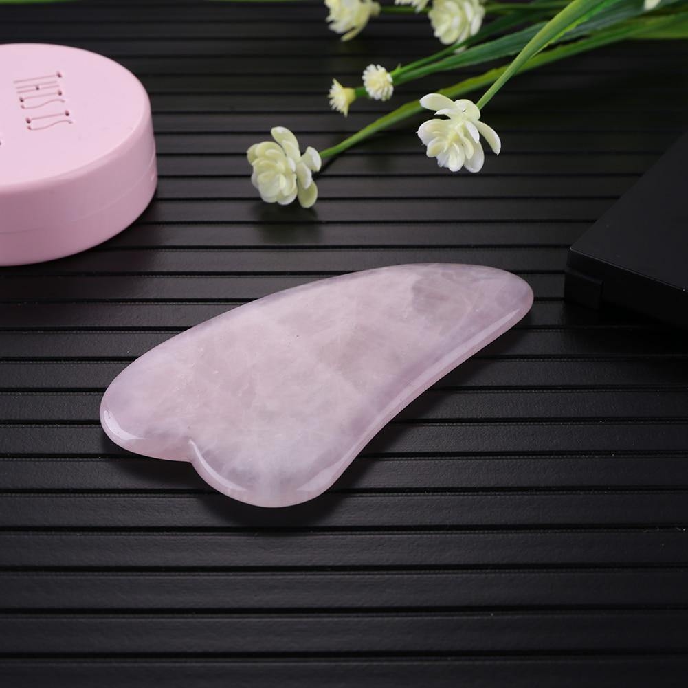 Natural Rose Quartz Guasha Scraper Tool -Face and Body Massage Tool